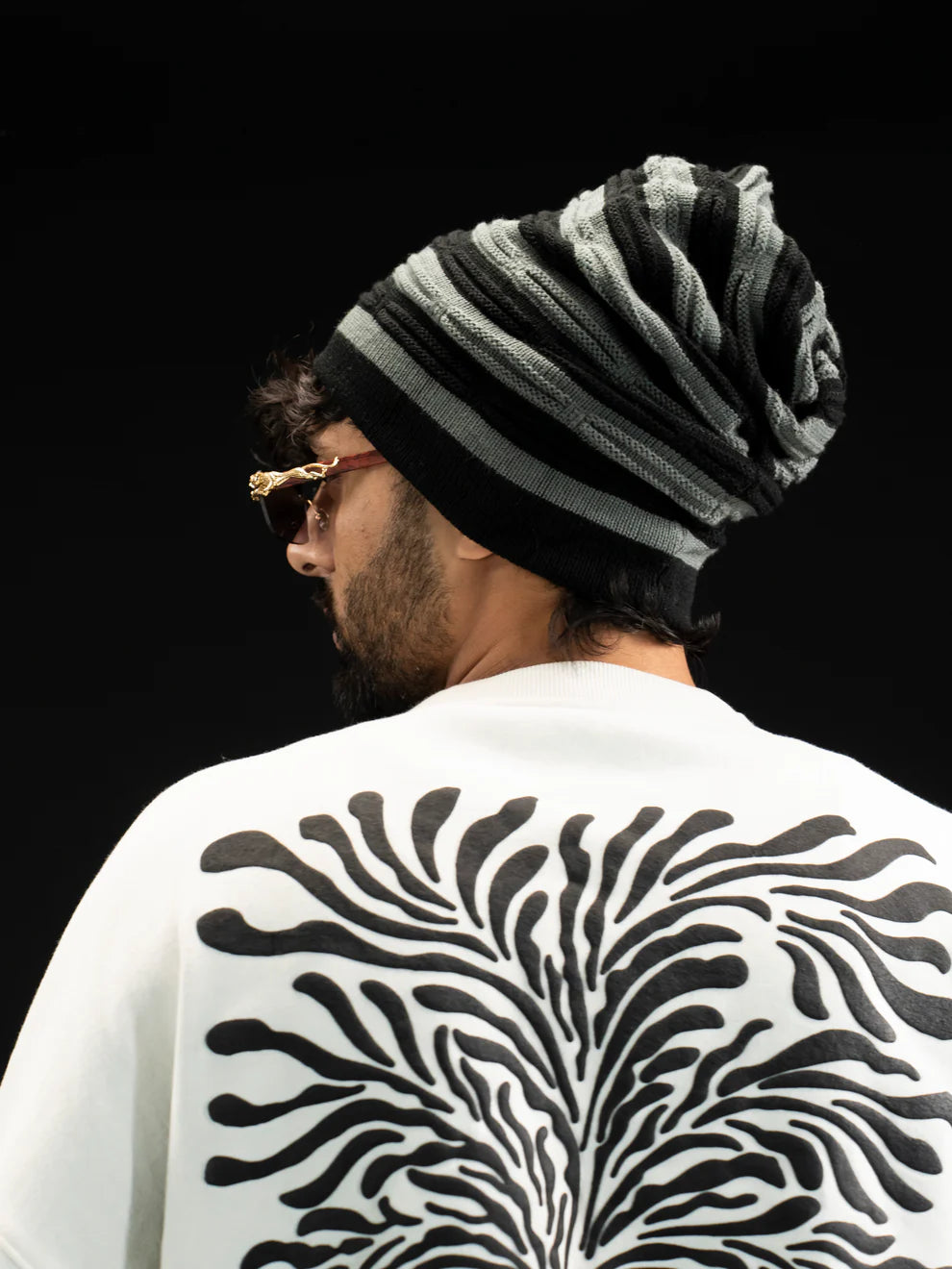 Freeform Beanie - Smoke Stripes - girrach