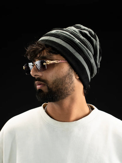 Freeform Beanie - Smoke Stripes - girrach