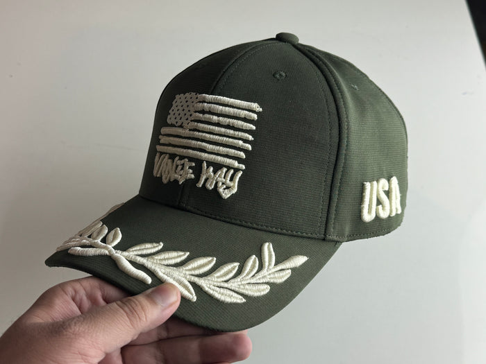 Custom Army Green Cap with Leaves Brim